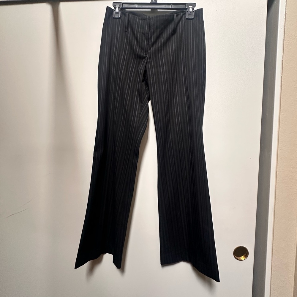 Black and dark blue/grey Pinstripe Women's pant suit with blazer